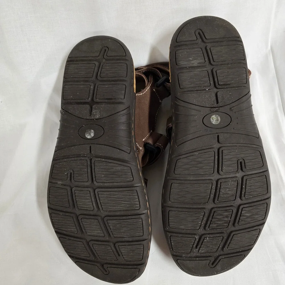 Samuel Windsor Mens Brown Leather Fisherman Sandals Adjustable Straps‎ Size 10